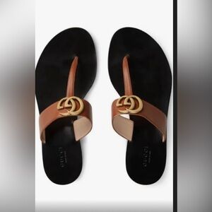 Marmont Leather Thong Sandals With Double G size 38